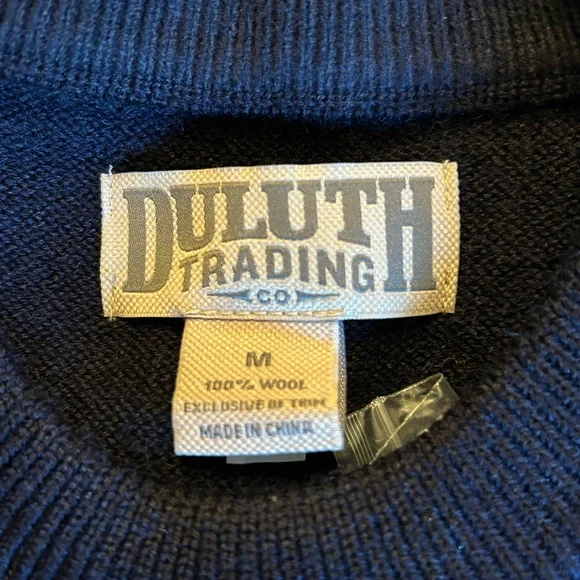 NWT $119 Duluth Trading Men's Torpedoman's Wool Crew Sweater Navy Blue Sz Medium